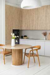 modern white kitchen interior with white furniture home background