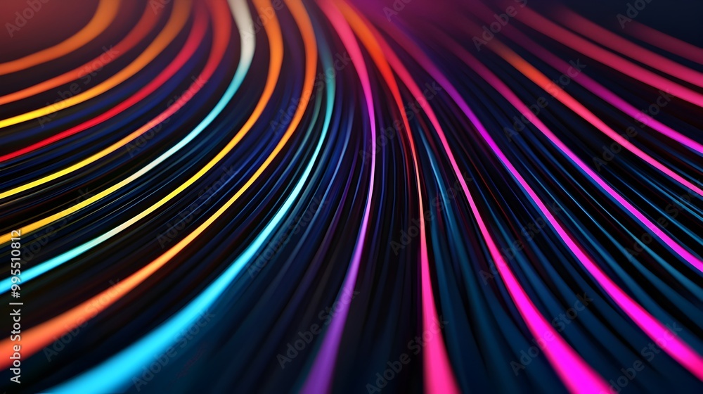 Leinwandbilder futuristic digital 3d featuring glowing multicolored lines and an abstract dynamic background modern