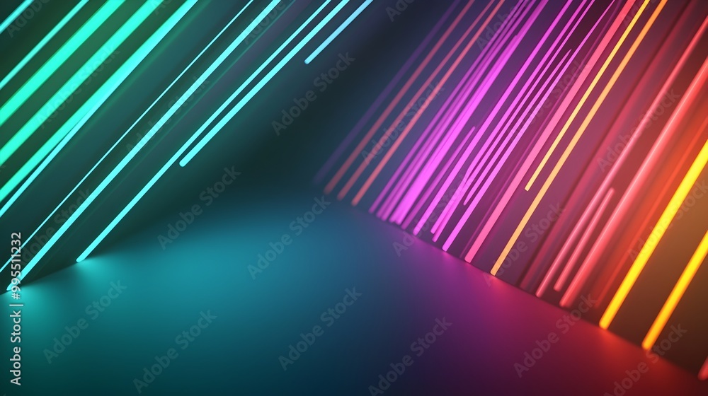 Poster mesmerizing futuristic glowing lines and multicolored 3d digital abstract vivid neon pattern with in