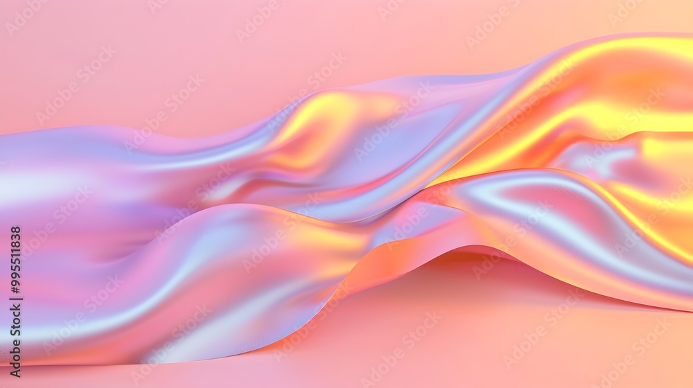 Leinwandbilder Pastel Toned Fluid Shapes on Gradient Backdrop 3D Smooth abstract geometric forms in harmonious color palette create a serene visually striking composition