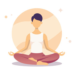 classy woman meditation illustration, simple and clean design