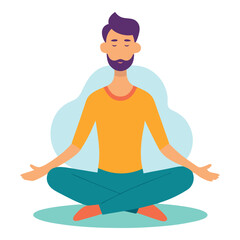 classy man meditation illustration, simple and clean design