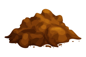 Soil pile, ground heap design element. Organic farming garden compost, dirt. Gardening. Brown mud or turf, clay. 