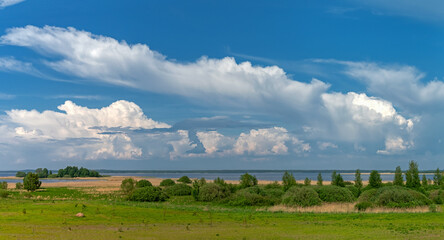 Summer clouds on Lake Peipsi, Pskov region