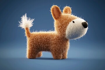 Cute Plush Toy Dog with White Tail and Big Eyes