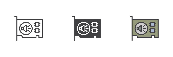 Computer sound card different style icon set