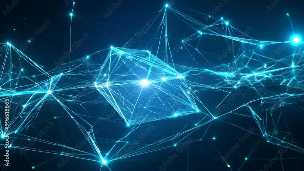 Poster a long, blue line with small, glowing dots in the middle. the line is very long and the dots are sma
