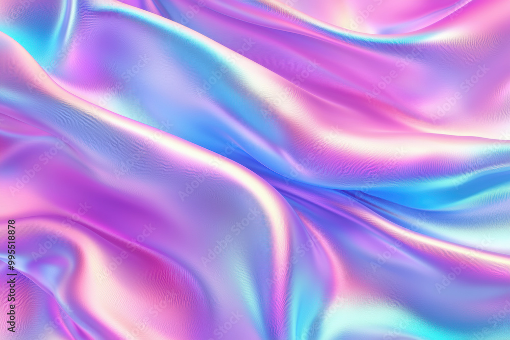 Poster abstract smooth satin fabric flowing with pink and blue gradient