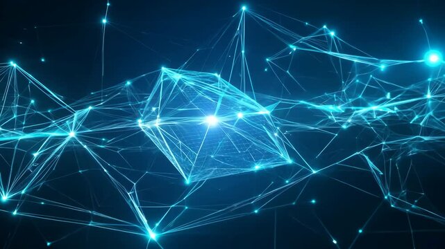 A long, blue line with small, glowing dots in the middle. The line is very long and the dots are small, creating a sense of depth and movement. Scene is one of wonder and curiosity