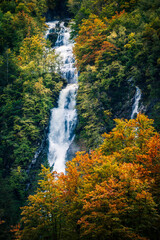 Fototapeta premium Autumn in Val Raccolana. Between peaks, lakes and streams. Julian Alps