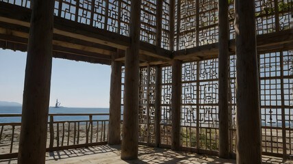 Obraz premium wooden bridge over the ocean