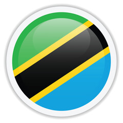 Flag of Tanzania. Glossy round icon isolated on white background