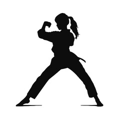 Girl’s Karate Skill Silhouette Vector Transparent Background