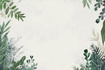 Elegant Watercolor Greenery Border - Natural Foliage Design for Prints, Cards, and Posters