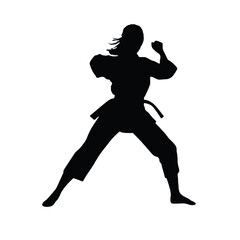 Girl Mastering Karate Silhouette Vector Illustration