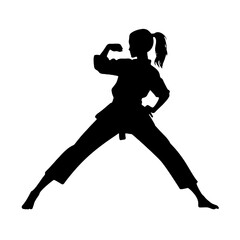 Martial Arts Girl in Motion Silhouette Vector