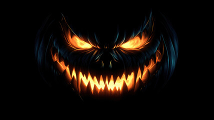 Fototapeta premium Jack-o'-Lantern with Fangs and Sharp Teeth