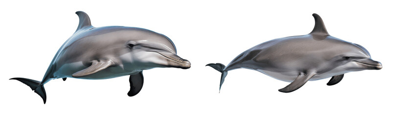 two dolphins jumping isolated on transparent background