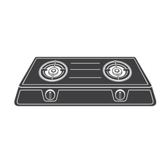 illustration of gas stove, cooking ware, vector art.