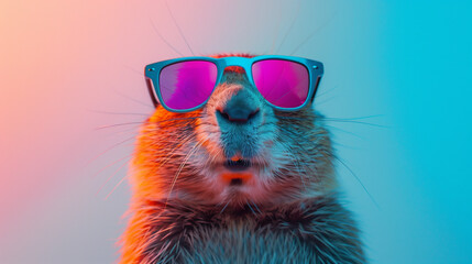 A beaver wearing sunglasses