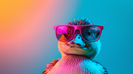 A baby platypus wearing sunglasses