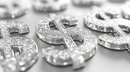 3D Glossy Cash Flow Background: Shimmering Dollar Signs on Sleek Surface for Financial Services and Business Promotions