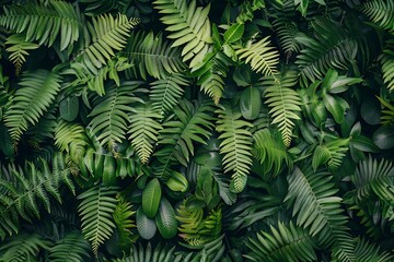 Tropical green leaves background, nature and environment concept design.
