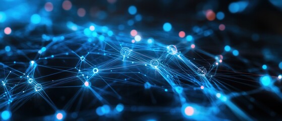 technology background with a network technology theme full of sparkling light