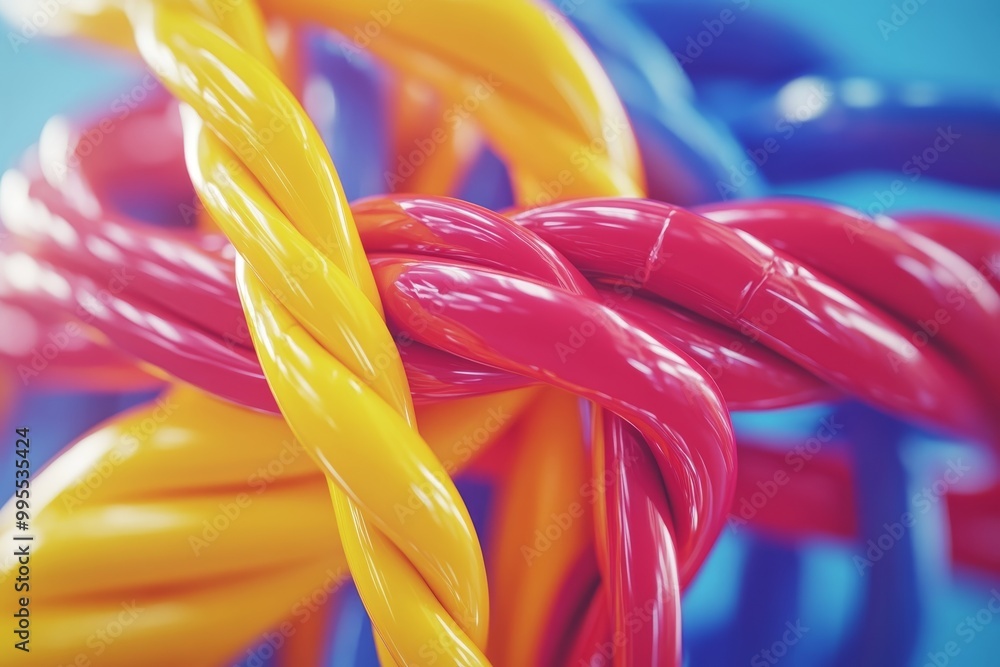 Poster close up of colorful coiled cables symbolizing flexible connectivity options for modern devices and 