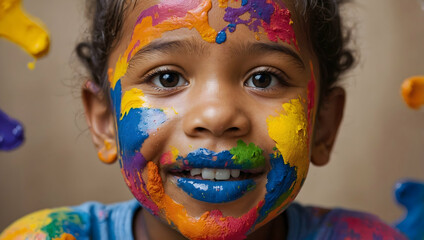 Rainbow Child: Playful Portrait 