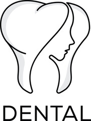 simple dental woman doctor line logo design
