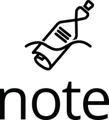 river note with paper messege logo design