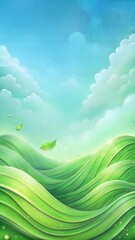 Obraz premium Colorful abstract landscape with rolling green hills and blue sky for nature-inspired design