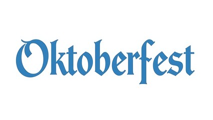 The words "Oktoberfest" in blue on a white background