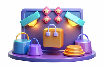 Flat Glowing Abstract Clearance Art with Floating Digital Price Tags for Retail Marketing - Dynamic Vector Illustration for Discount Events