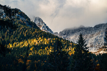 Autumn in Val Raccolana. Between peaks, lakes and streams. Julian Alps