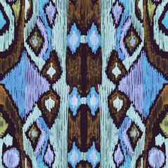  Ethnic abstract art ikat. Seamless ornamental print. Geometric ethnic pattern seamless color oriental. Design for background, curtain, carpet, wallpaper, clothing, packaging, batik.