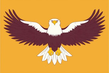 Obraz premium Bald Eagle With Spread Wings on Yellow Background