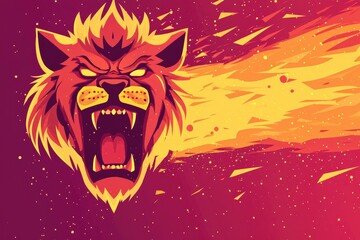 Fiery Lion Head with Abstract Background