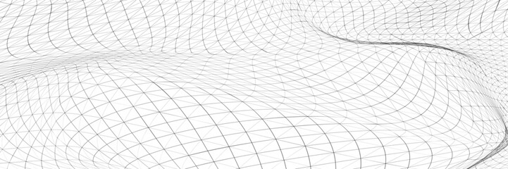 Vector illustration. Abstract flow of lines and grids, mirroring underlying structure of technological age in perfect harmony. Concept of technology, science. Wallpaper. Pattern. Minimalistic design.