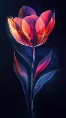 A tulip rendered in digital art style, featuring sharp lines and vivid hues, creating a modern and dynamic representation.