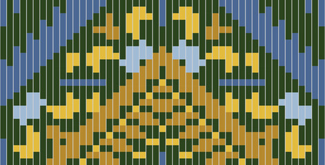 Moroccan Uzbek Ikat Patternfolk Embroidery, Aztec Geometric Ornament Print. Design for Carpet, Wallpaper, Clothing, Wrapping, Fabric