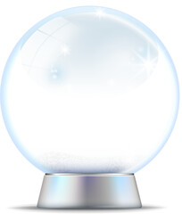 Blue glass transparent Christmas snow globe	with snow