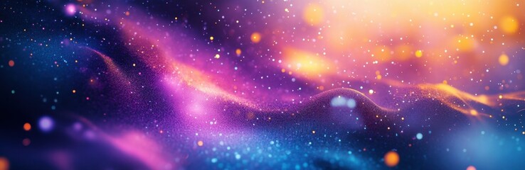 Obraz premium Abstract dreamy landscape with a vibrant purple background and swirling blue and yellow shapes