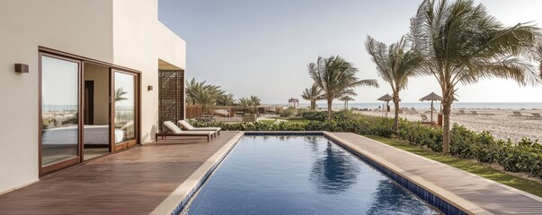 Exclusive villa beach resort in Bahrain, perfect for a highend retreat throughout the year, with tropical scenery and premium amenities