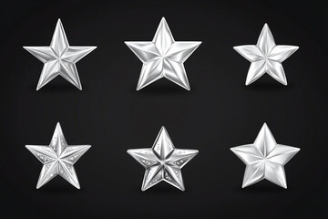 white sparkling star collection on dark background.