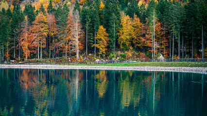 Autumn in Val Raccolana. Between peaks, lakes and streams. Julian Alps