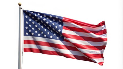 Fototapeta premium American flag waving in the wind on white background