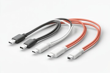 Coiled USB C cables in orange and black representing modern and versatile connectivity solutions for digital devices