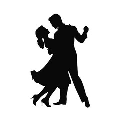 Elegant Salsa Dancing Couple Silhouette Vector